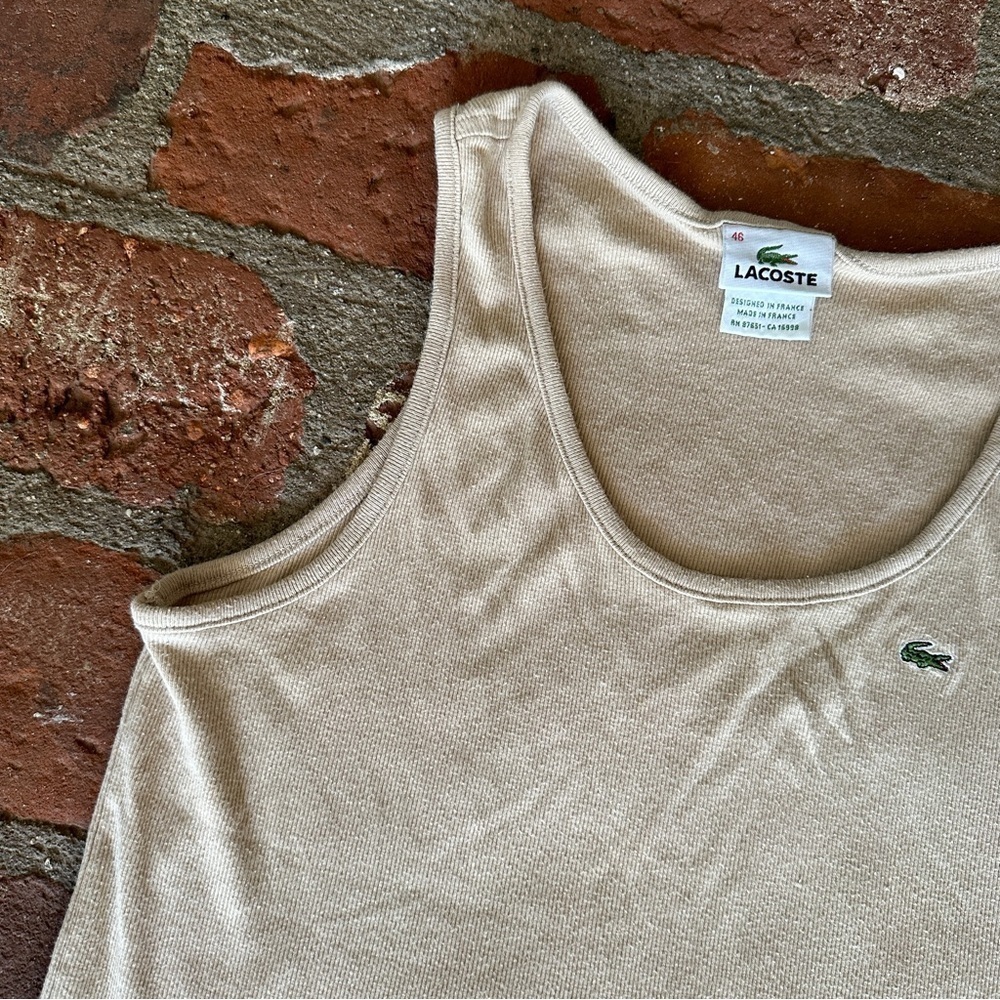 Lacoste women's size XL 46 tan beige tank top sleeveless shirt - Picture 4 of 13